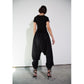 Black Cotton Drop Crotch Pants with Toggle
