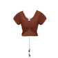 Terracotta Modal Soft Jersey Ruched Tee with Tassel