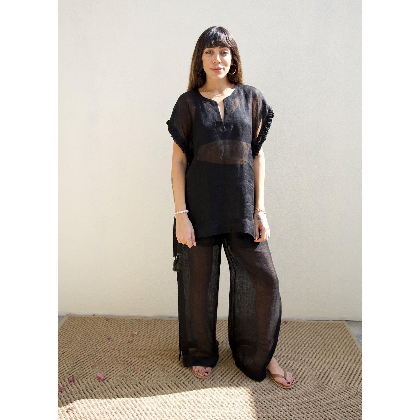 Black Pure Linen Tunic