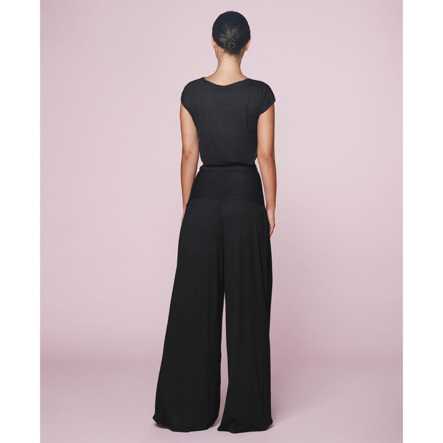 Black Modal Jersey High Waist Pants