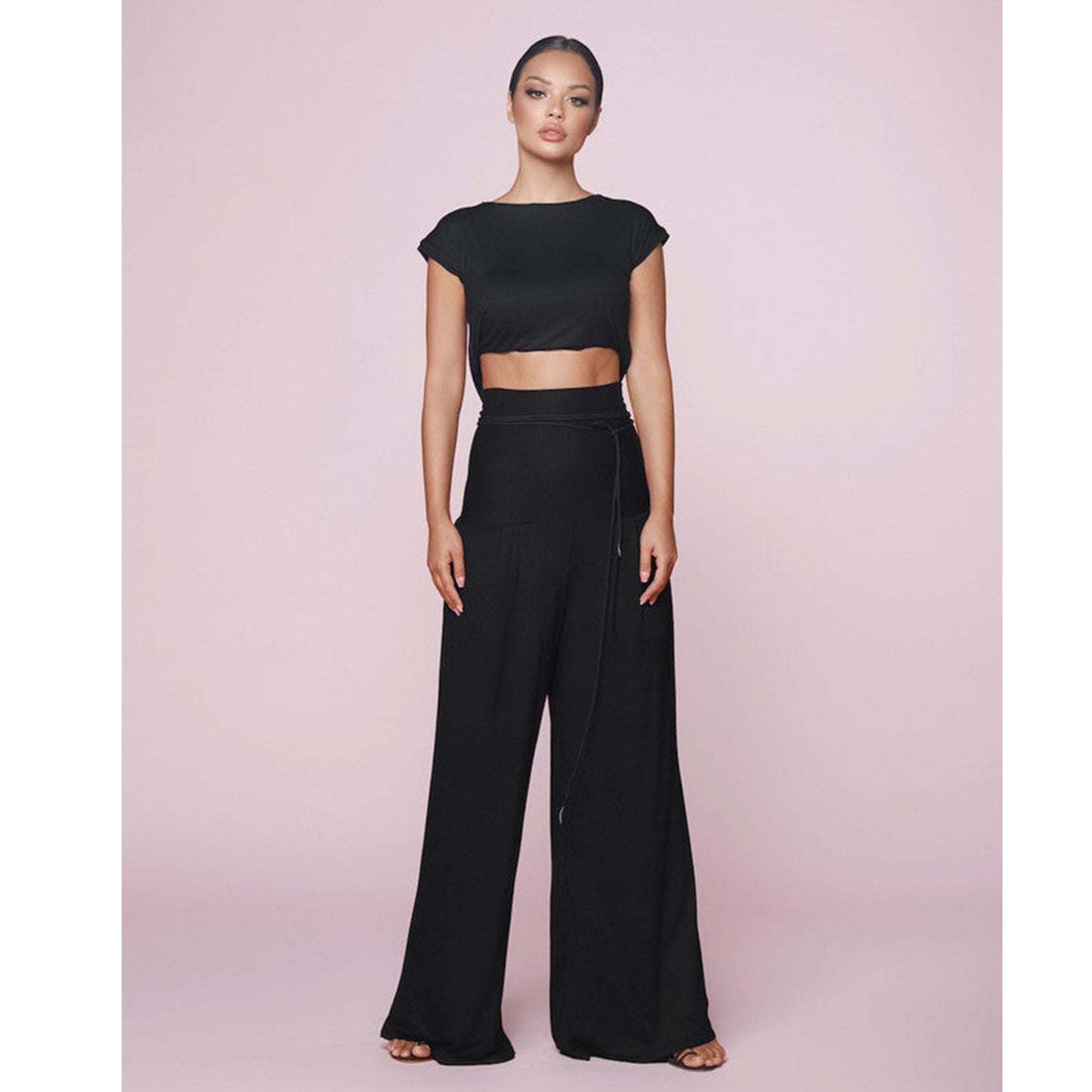 Black Modal Jersey High Waist Pants