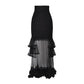 Black Modal Jersey Skirt with Tulle & Lace Ruffle