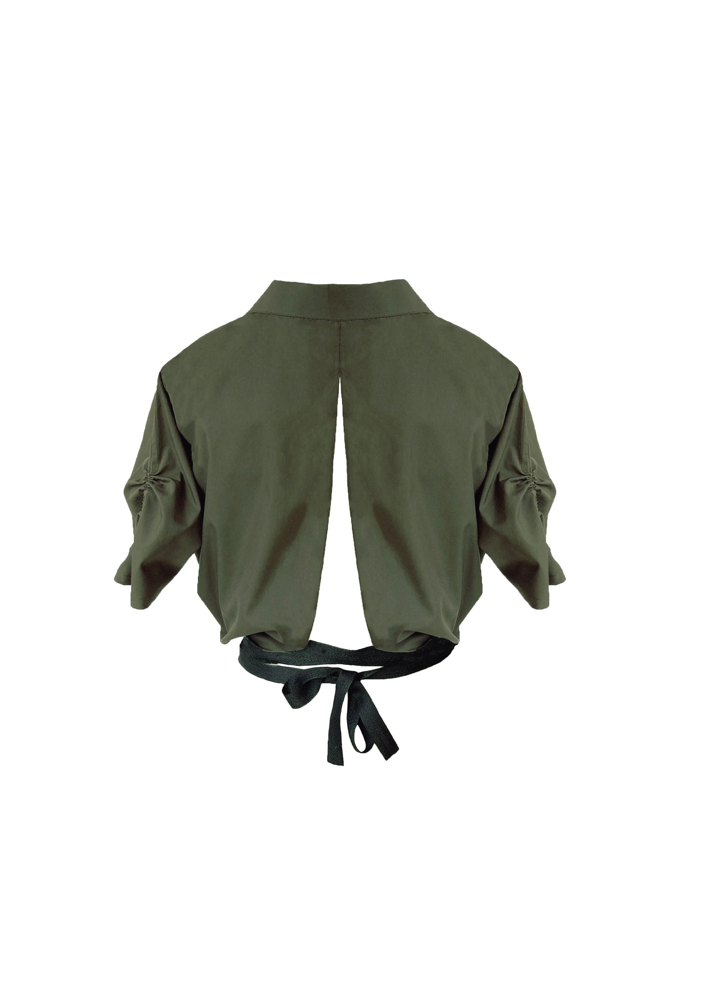 Khaki Cotton Wrap Around Ribbon Shirt