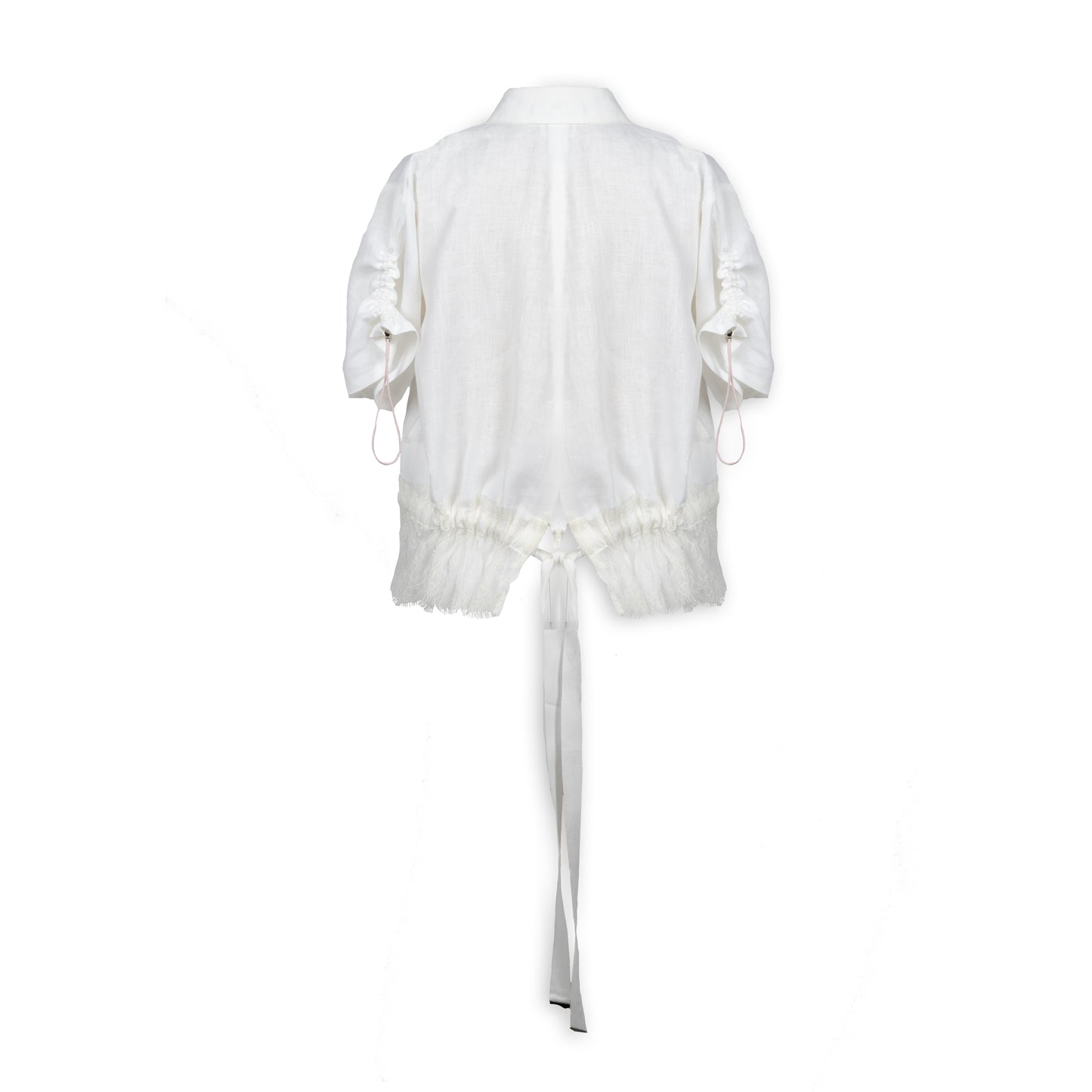 White Linen Shirt with Lace Detail