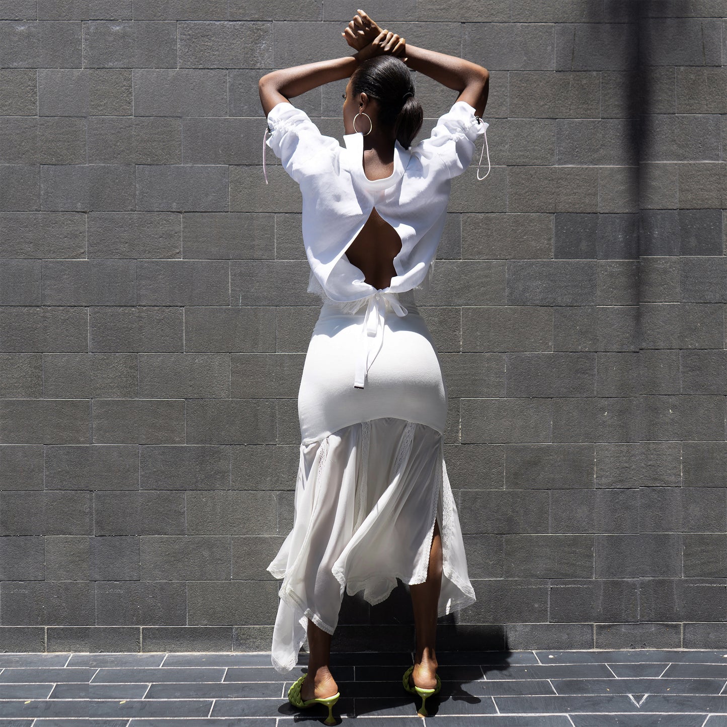 White Linen Shirt with Lace Detail